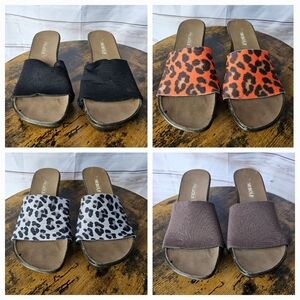 Onesole Interchangeable Sandals Size 7 – 4 Snap-On Tops Leopard Print, Black & B